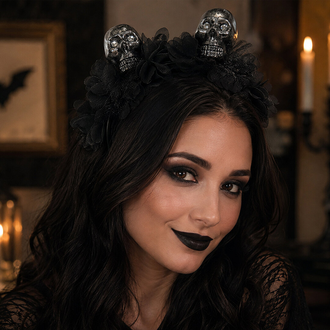 Cadılar Bayramı Hallowen Kuru Kafalı Taç - 1