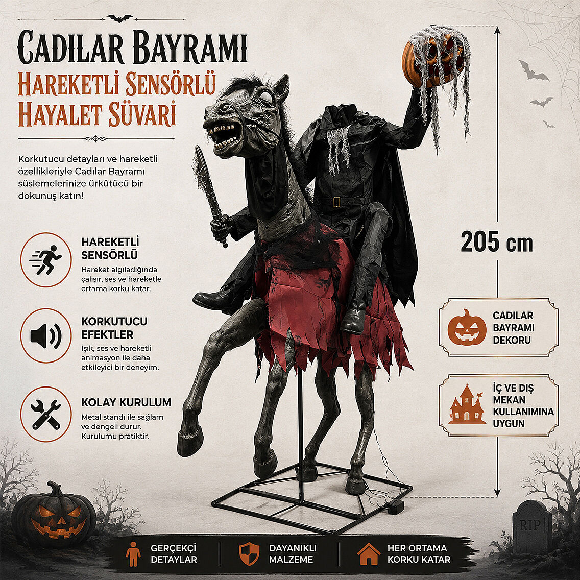 Cadılar Bayramı Hareketli Sensörlü Hayalet Süvari - 2