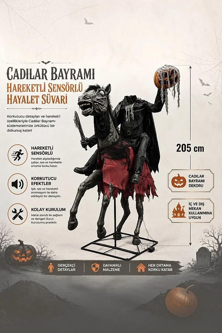Cadılar Bayramı Hareketli Sensörlü Hayalet Süvari - 3