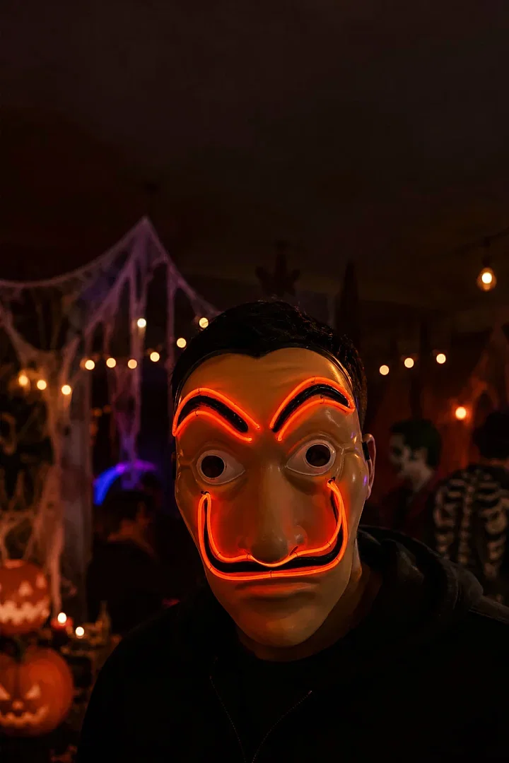 Cadılar Bayramı Işıklı Papel Maske Kırmızı - Beysüs