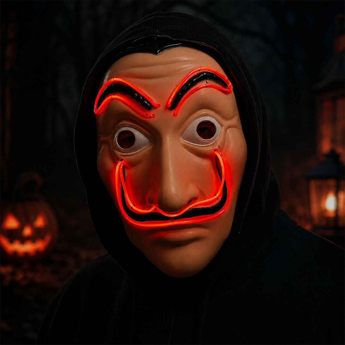 Cadılar Bayramı Işıklı Papel Maske Kırmızı - 6