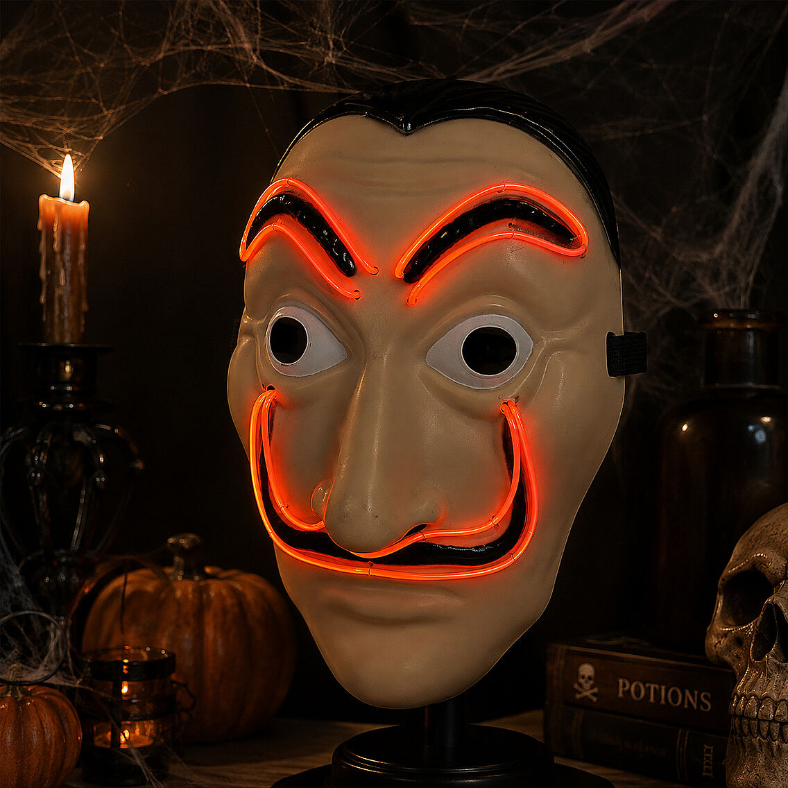 Cadılar Bayramı Işıklı Papel Maske Kırmızı - 7