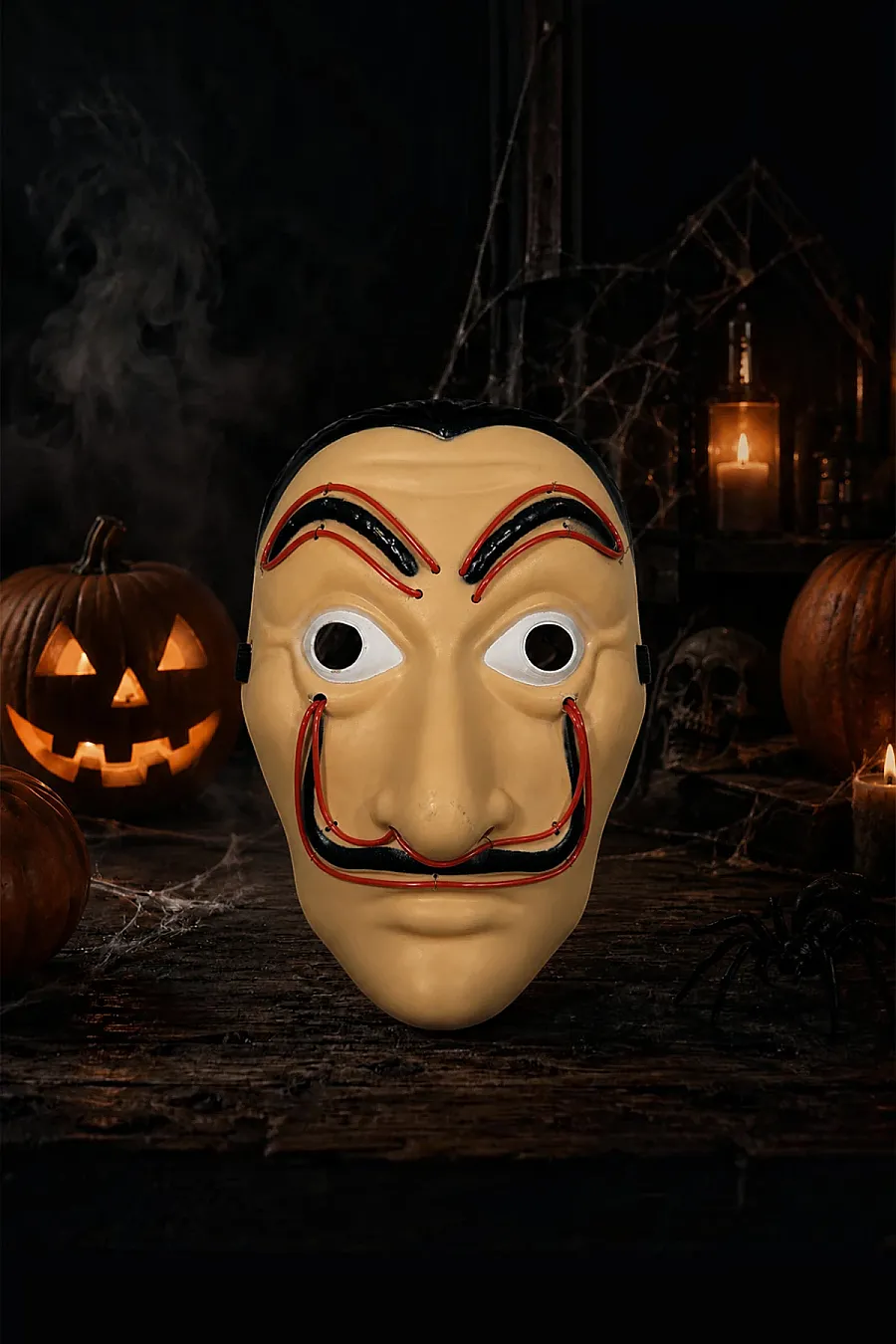 Cadılar Bayramı Işıklı Papel Maske Kırmızı - 7