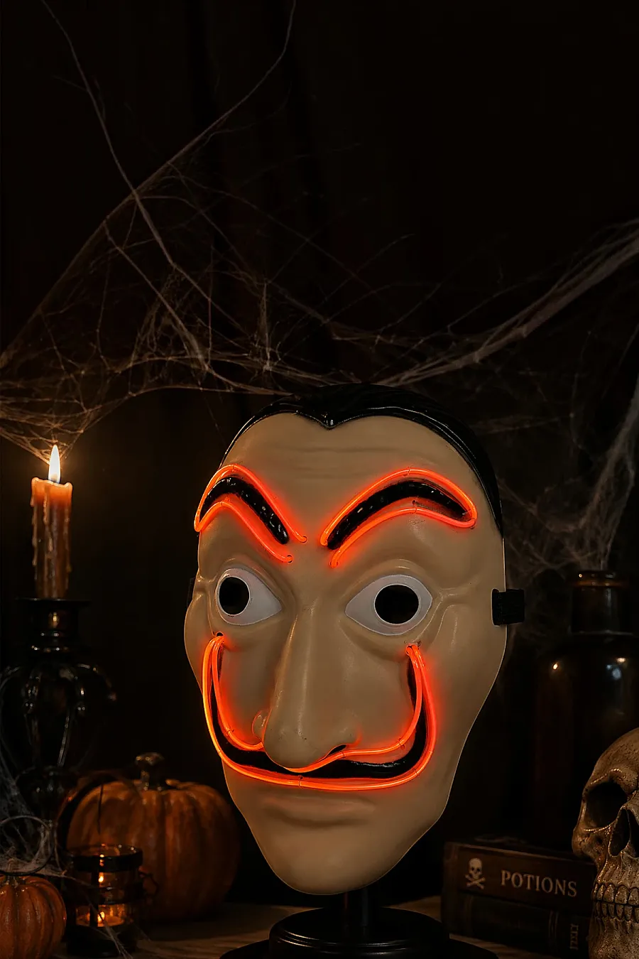 Cadılar Bayramı Işıklı Papel Maske Kırmızı - 3