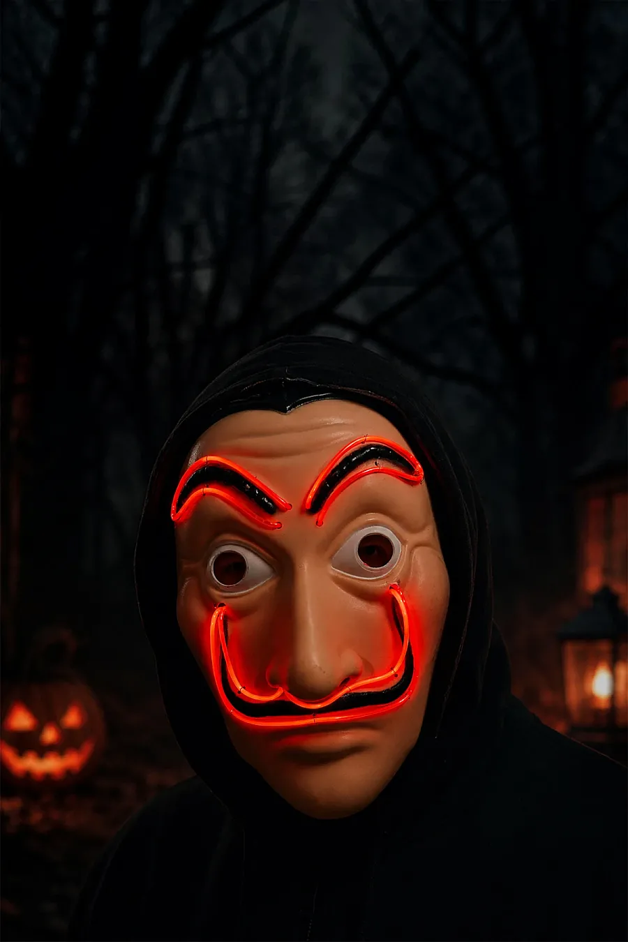 Cadılar Bayramı Işıklı Papel Maske Kırmızı - 5