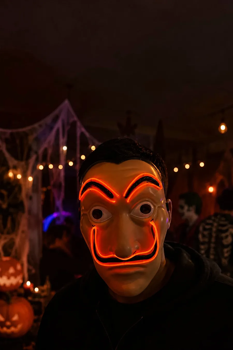 Cadılar Bayramı Işıklı Papel Maske Kırmızı - 1