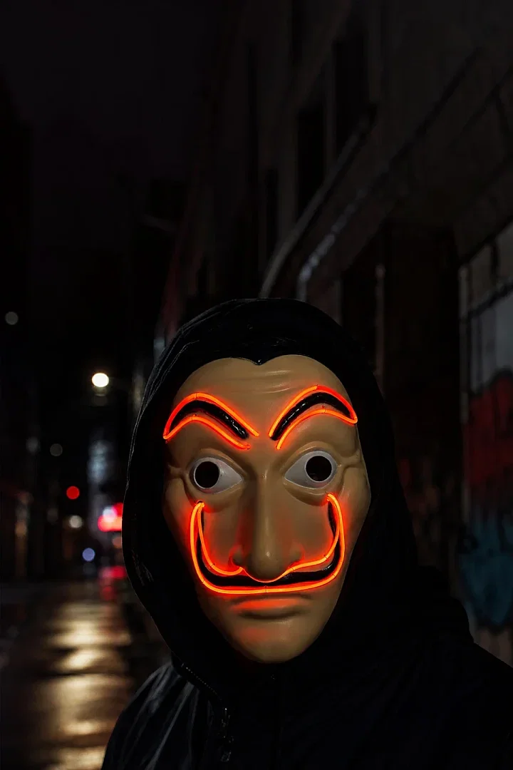 Cadılar Bayramı Işıklı Papel Maske Kırmızı - 6