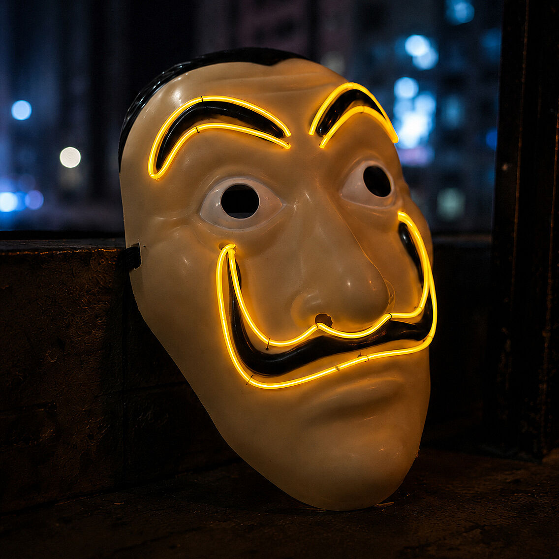 Cadılar Bayramı Işıklı Papel Maske Sarı - 5