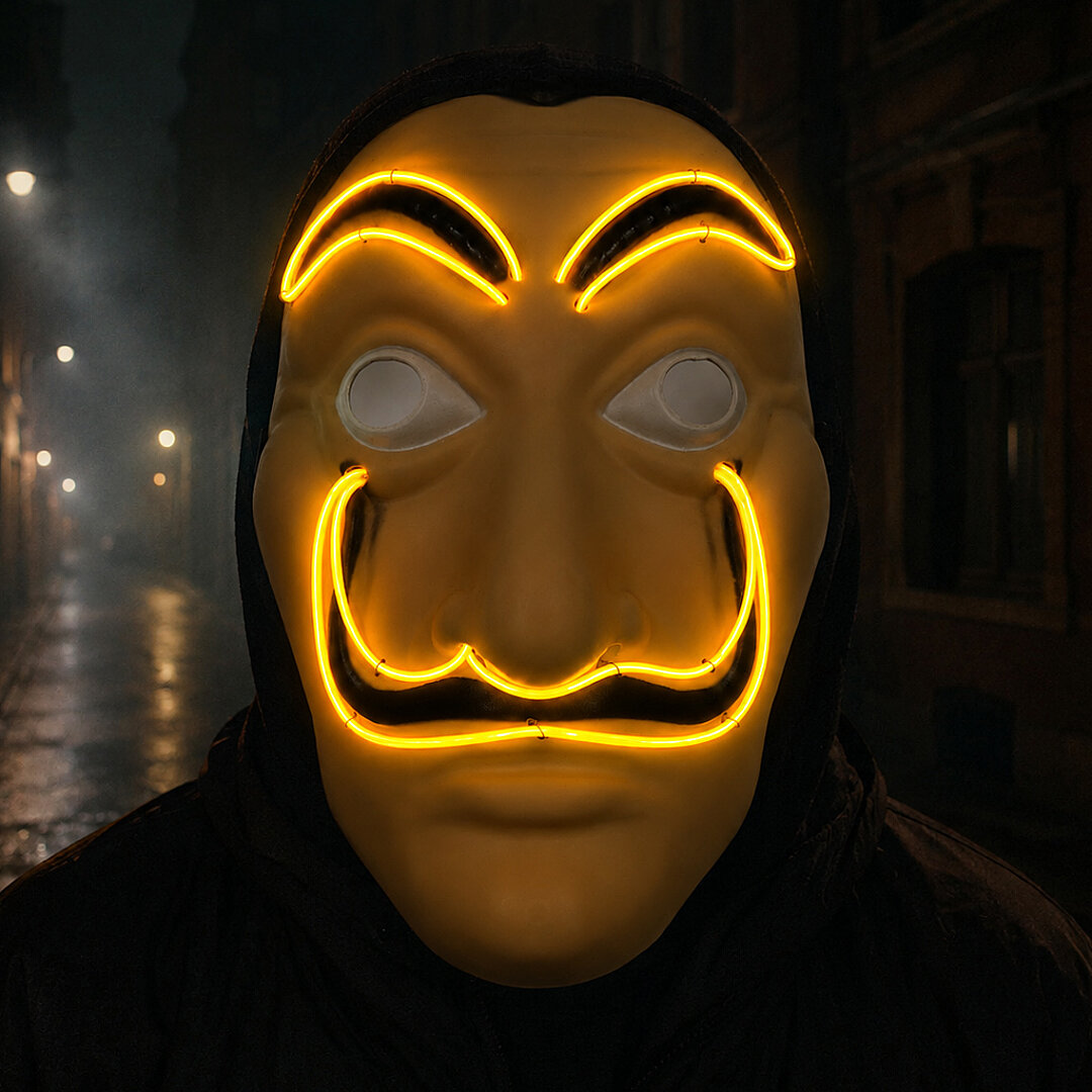 Cadılar Bayramı Işıklı Papel Maske Sarı - 8