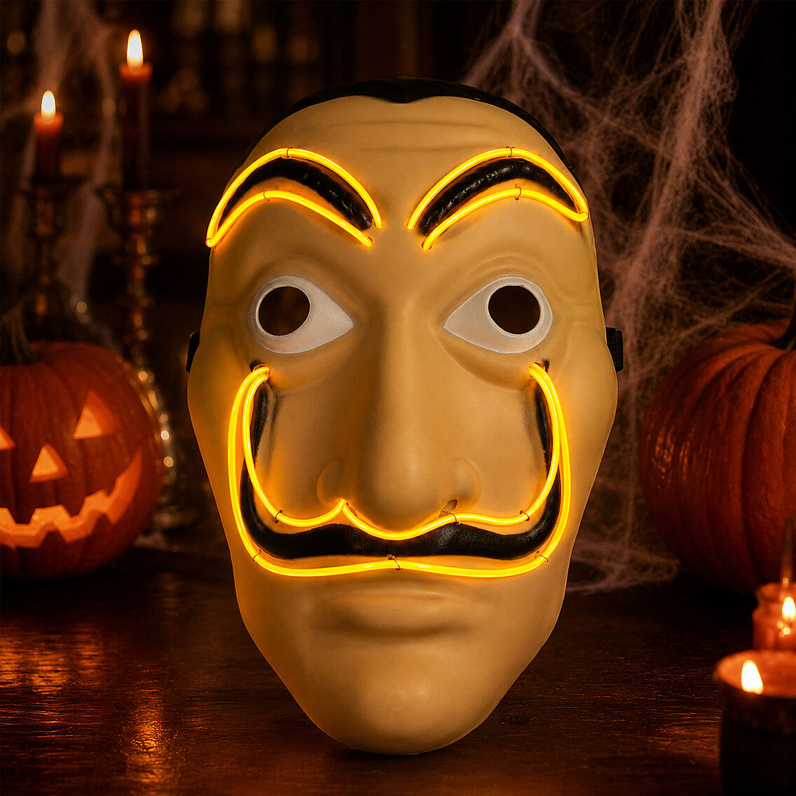 Cadılar Bayramı Işıklı Papel Maske Sarı - 3