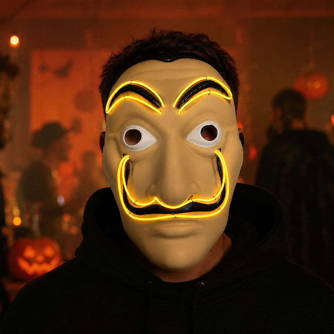 Cadılar Bayramı Işıklı Papel Maske Sarı - 2