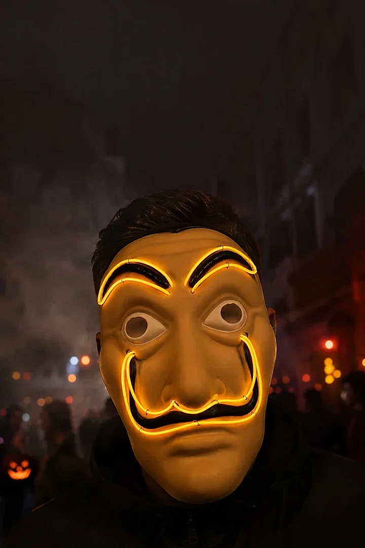 Cadılar Bayramı Işıklı Papel Maske Sarı - 1