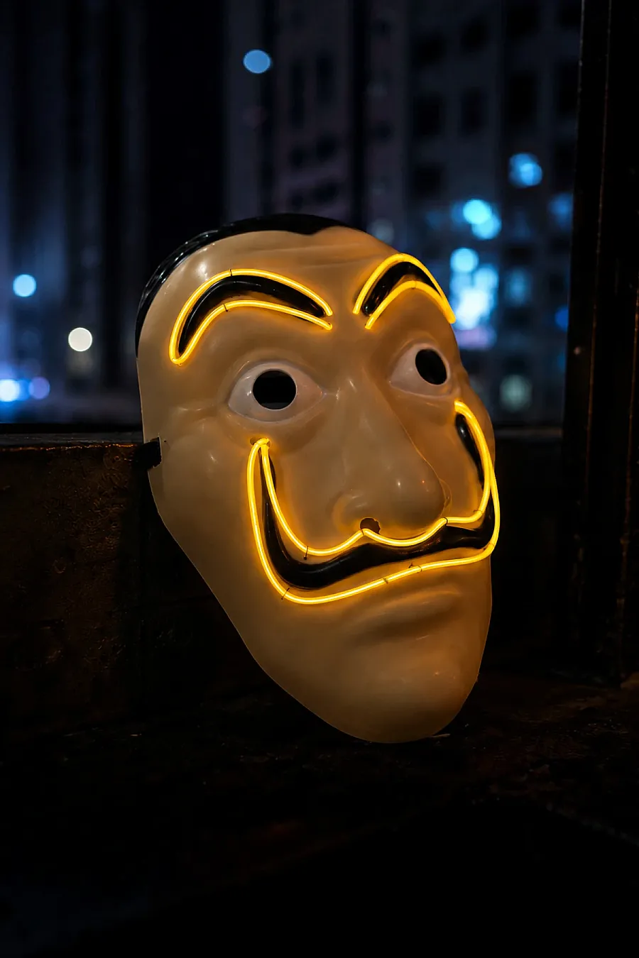 Cadılar Bayramı Işıklı Papel Maske Sarı - 5