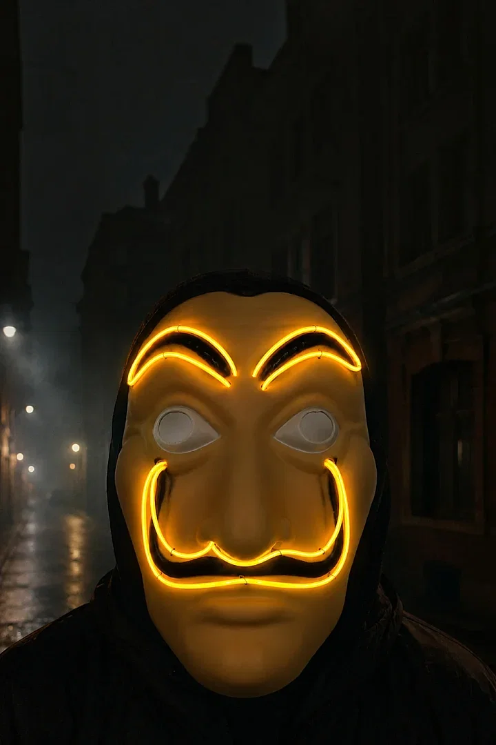 Cadılar Bayramı Işıklı Papel Maske Sarı - 6