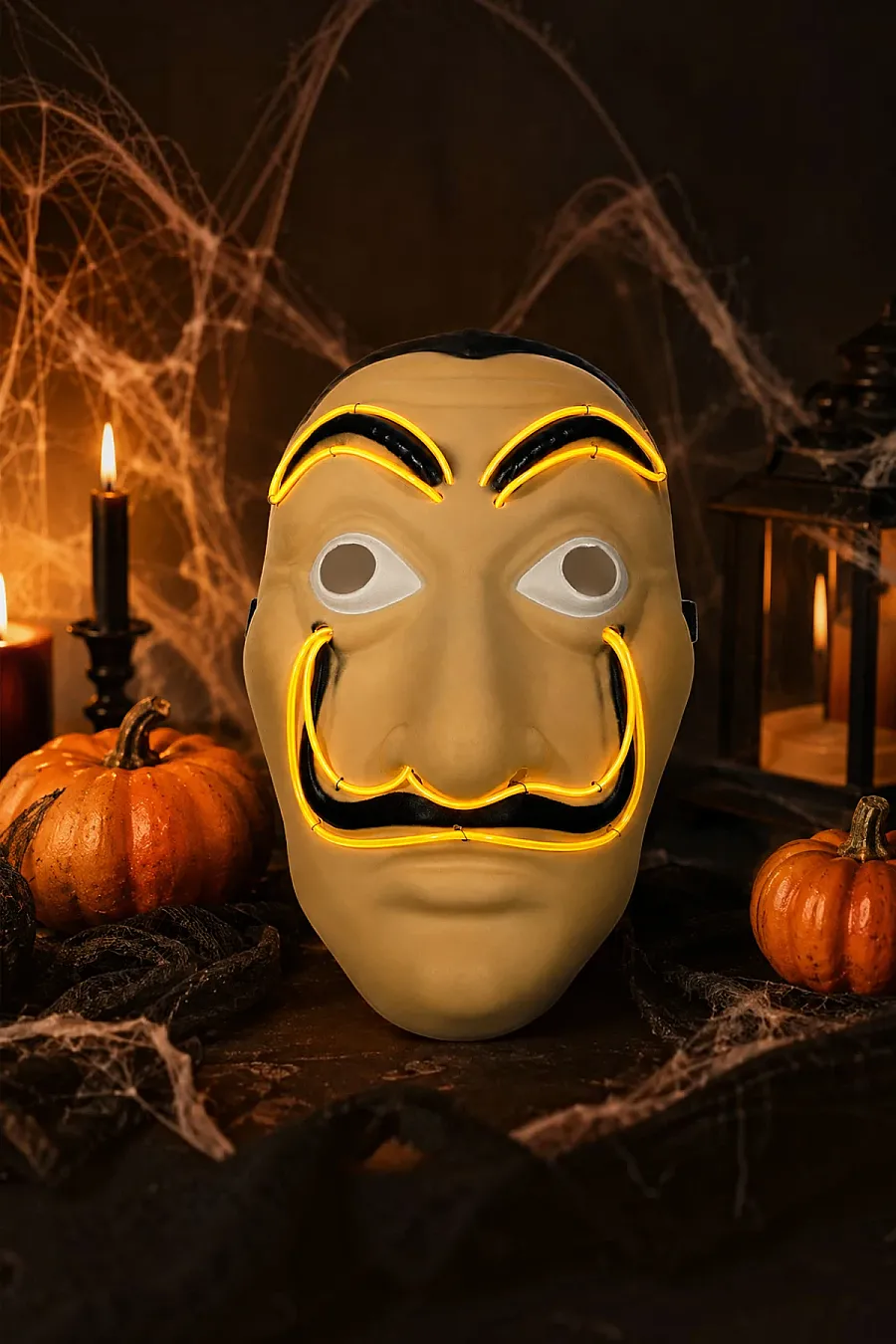 Cadılar Bayramı Işıklı Papel Maske Sarı - 7