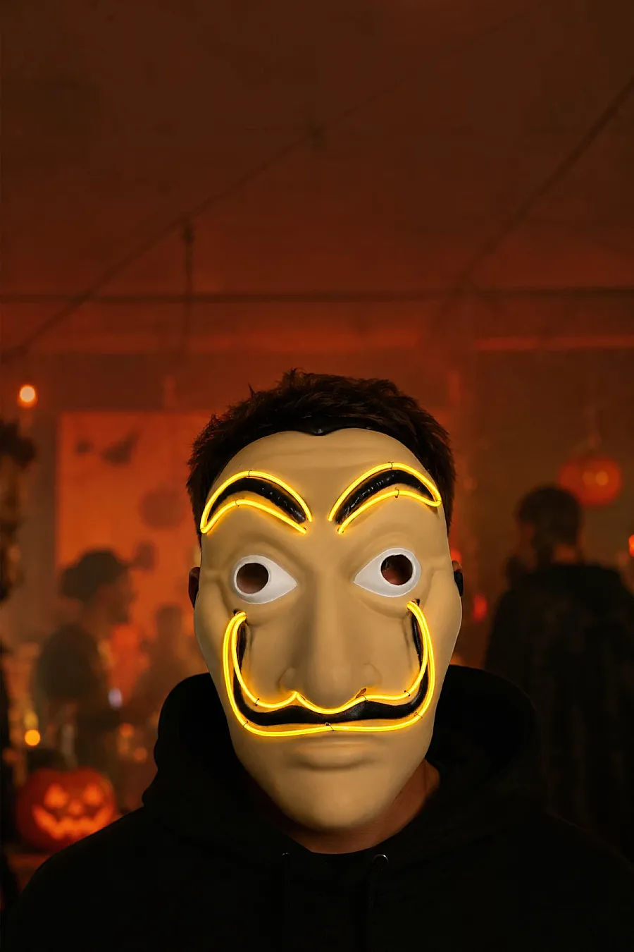 Cadılar Bayramı Işıklı Papel Maske Sarı - 10