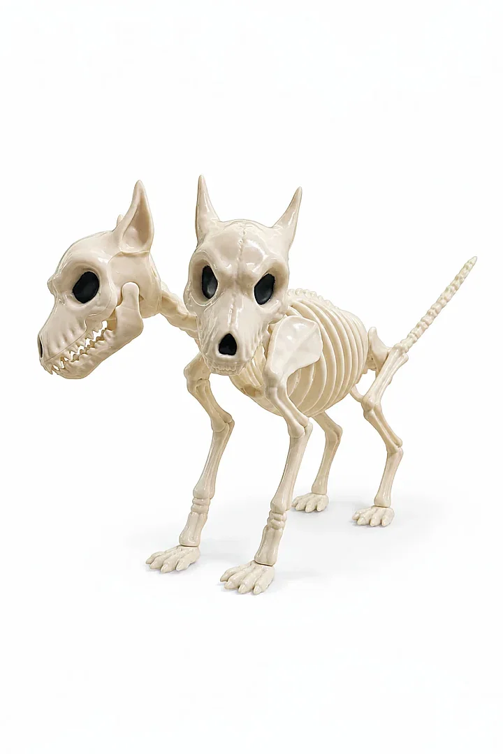 Cadılar Bayramı Korku Temalı Çift Başlı İskelet Köpek Figürü 43cm - Beysüs