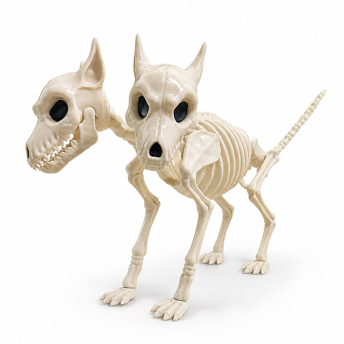 Cadılar Bayramı Korku Temalı Çift Başlı İskelet Köpek Figürü 43cm - 1