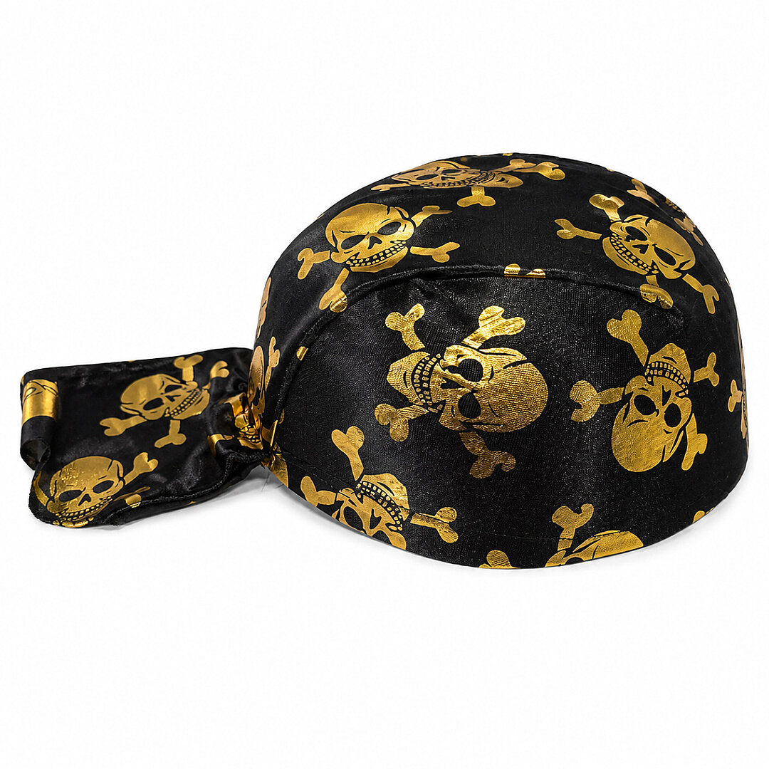 Cadılar Bayramı Kuru Kafalı Korsan Şapkası Gold - 2