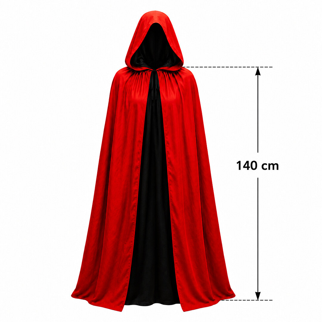 Cadılar Bayramı Pelerin İçi Kırmızı Dışı Siyah 140cm - 2
