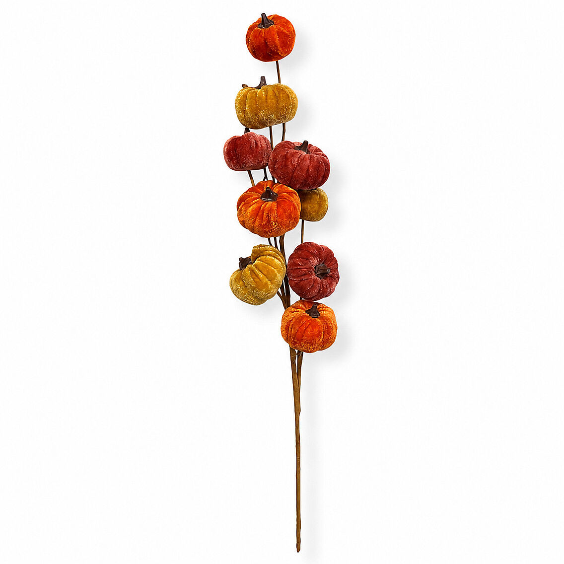 Cadılar Bayramı Renkli Kadife Bal Kabağı Dalı 57cm - 3