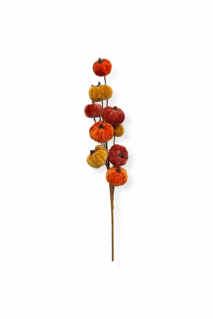 Cadılar Bayramı Renkli Kadife Bal Kabağı Dalı 57cm - 3