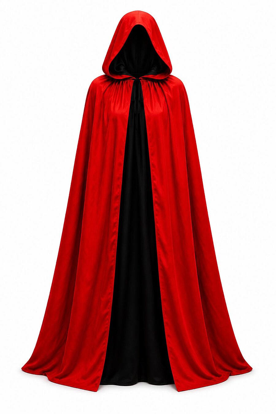 Cadılar Bayramı Şapkalı Pelerin Kırmızı Siyah 160 cm - 3