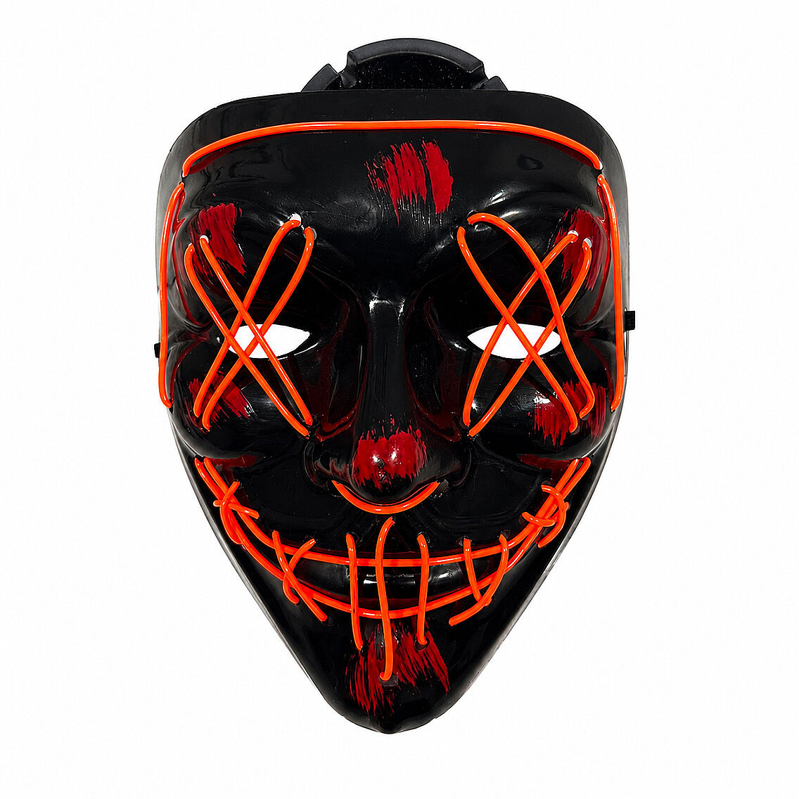 Cadılar Bayramı Siyah Maske Neon Kırmızı Işıklı - 4