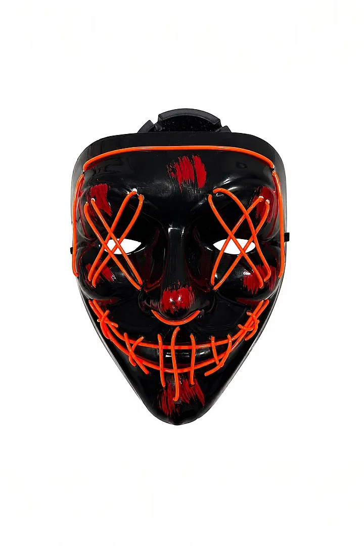 Cadılar Bayramı Siyah Maske Neon Kırmızı Işıklı - 4
