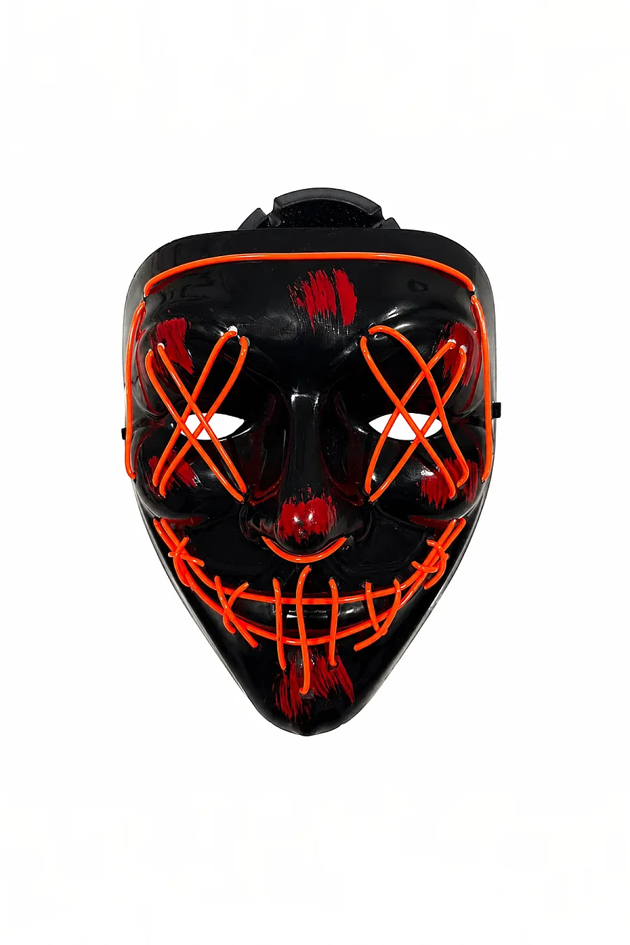 Cadılar Bayramı Siyah Maske Neon Kırmızı Işıklı - 4