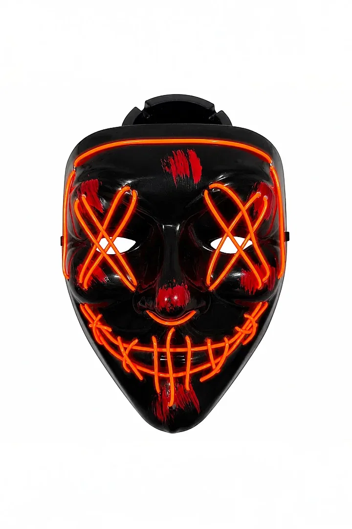 Cadılar Bayramı Siyah Maske Neon Kırmızı Işıklı - 2