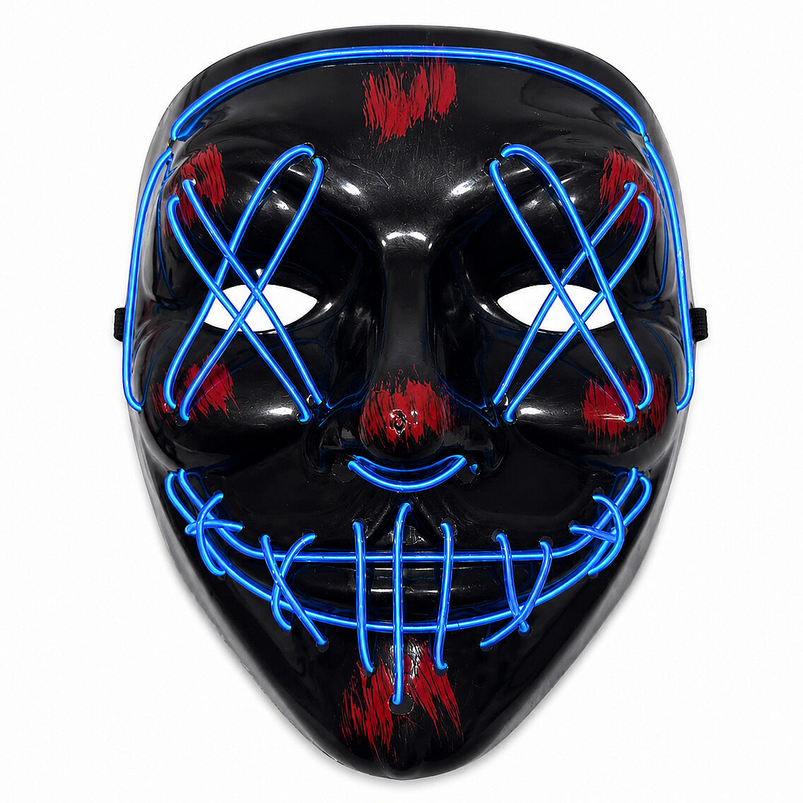 Cadılar Bayramı Siyah Maske Neon Mavi Işıklı - 3