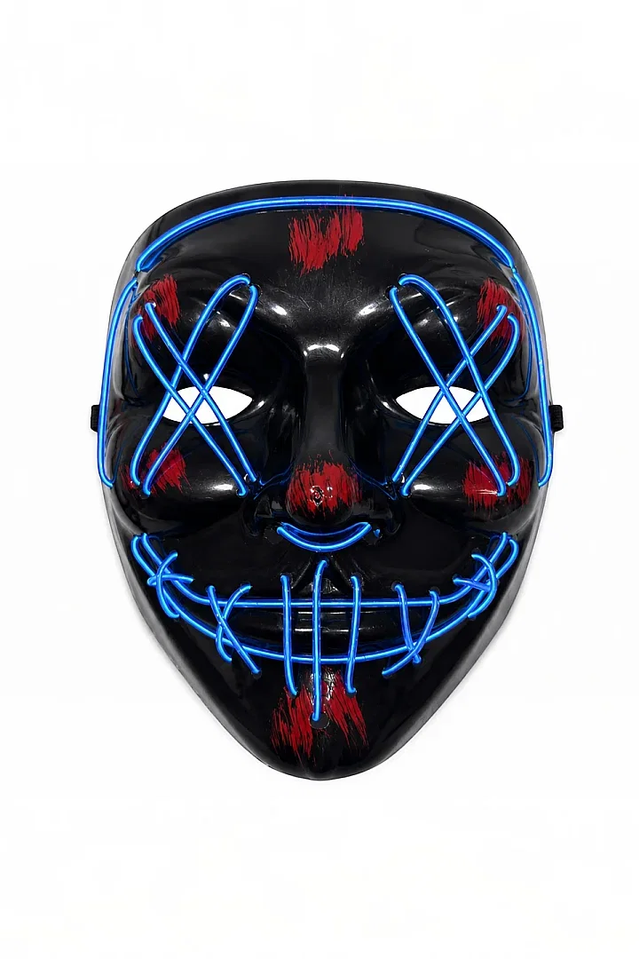 Cadılar Bayramı Siyah Maske Neon Mavi Işıklı - 3