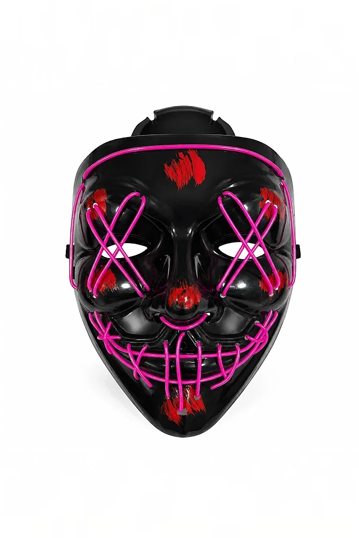 Cadılar Bayramı Siyah Maske Neon Mor Işıklı - 2