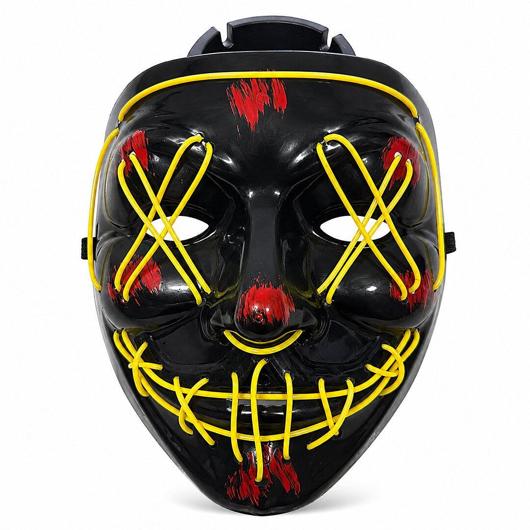 Cadılar Bayramı Siyah Maske Neon Sarı Işıklı - 2