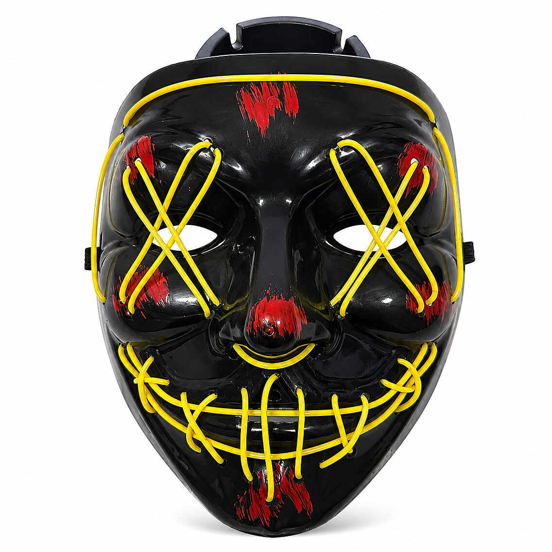 Cadılar Bayramı Siyah Maske Neon Sarı Işıklı - 2