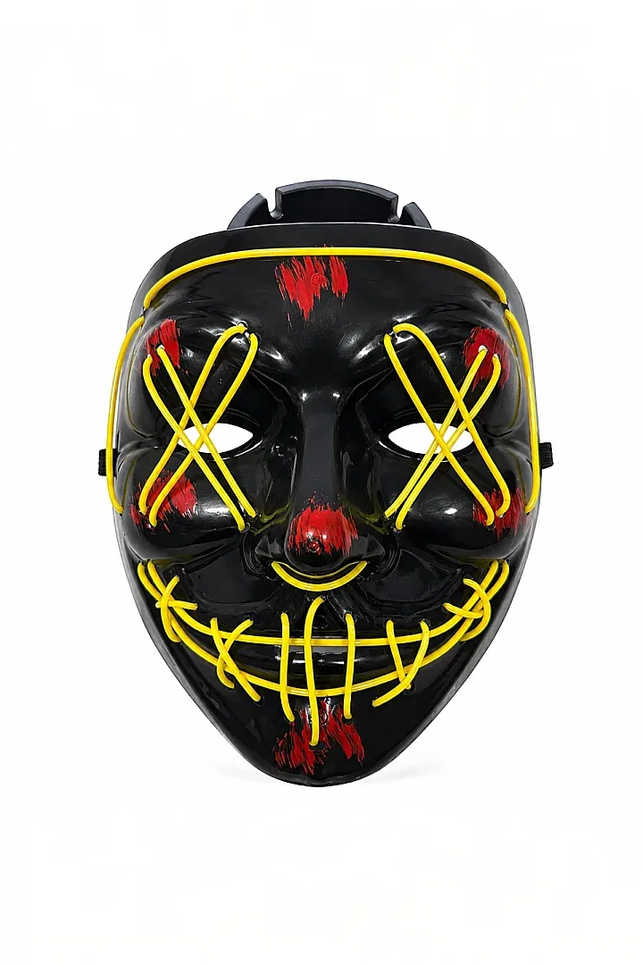 Cadılar Bayramı Siyah Maske Neon Sarı Işıklı - 3