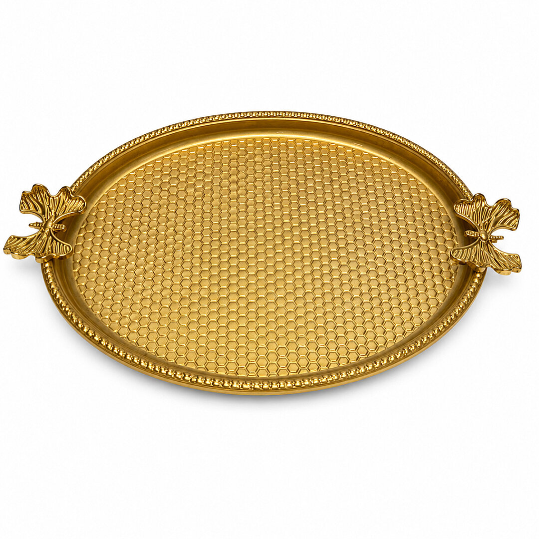 Dekoratif Oval Tepsi Gold - 1
