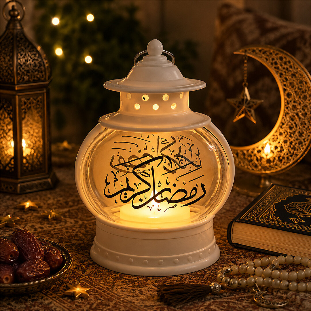 Dekoratif Ramazan Işıklı Kandil Beyaz 13 cm - 1