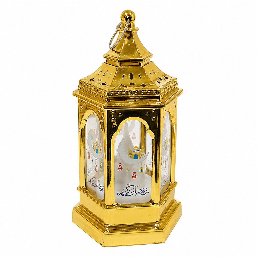 Dekoratif Ramazan Işıklı Kandil Gold 13 cm - Beysüs (1)