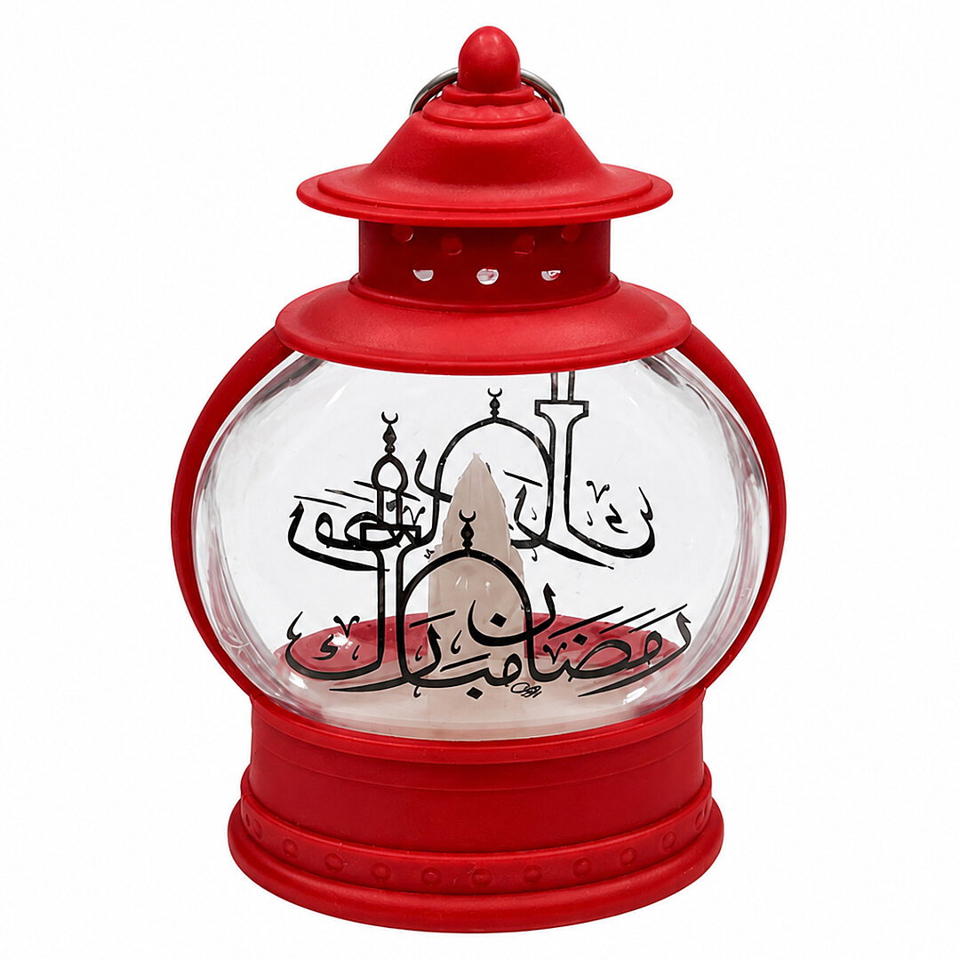 Dekoratif Ramazan Işıklı Kandil Kırmızı 13 cm - Beysüs (1)
