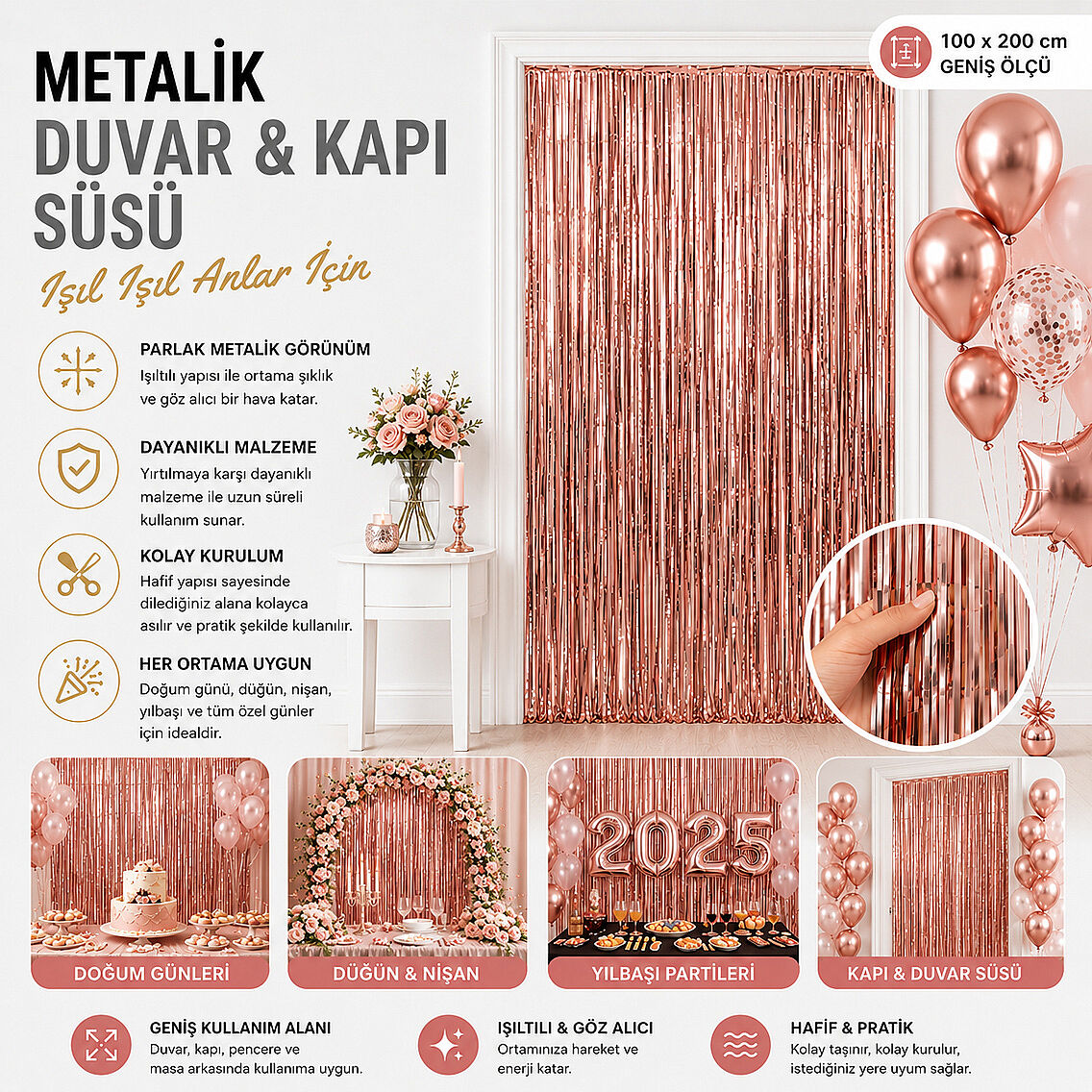 Duvar Püskülü Rose Gold - 3