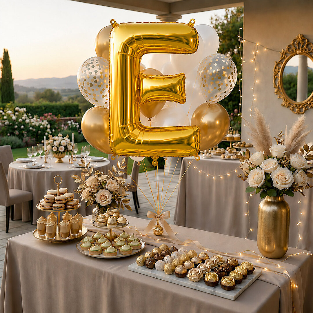 E Harfi Folyo Balon Altın Rengi (100 cm) - 3