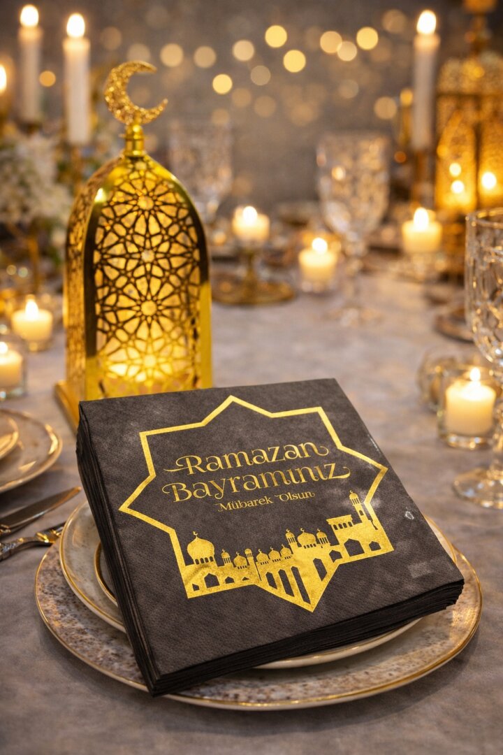 Ramazan Bayramı Siyah Peçete - Beysüs