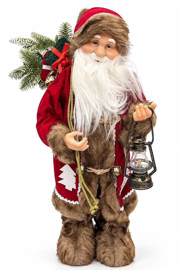 Fenerli Dekoratif Noel Baba Kahverengi-Kırmızı 60 cm - 2