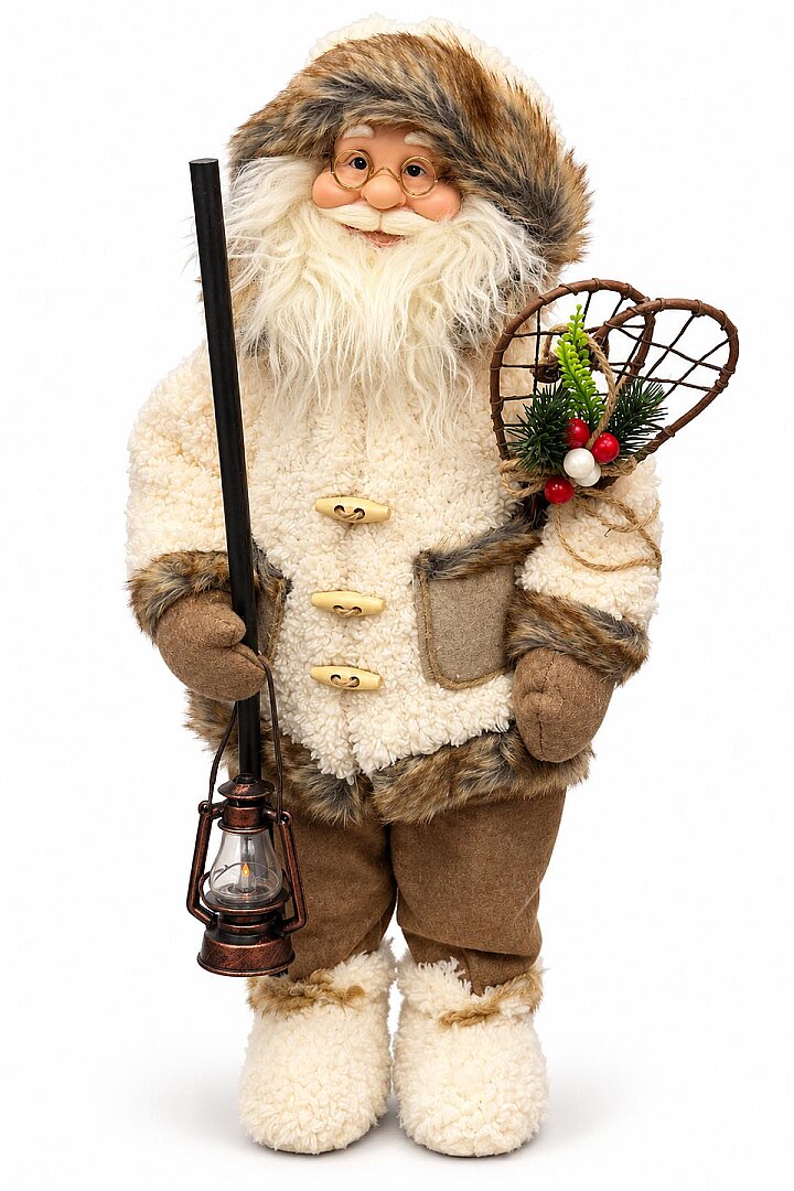 Fenerli Dekoratif Noel Baba Krem-Kahverengi 60 cm - Beysüs (1)