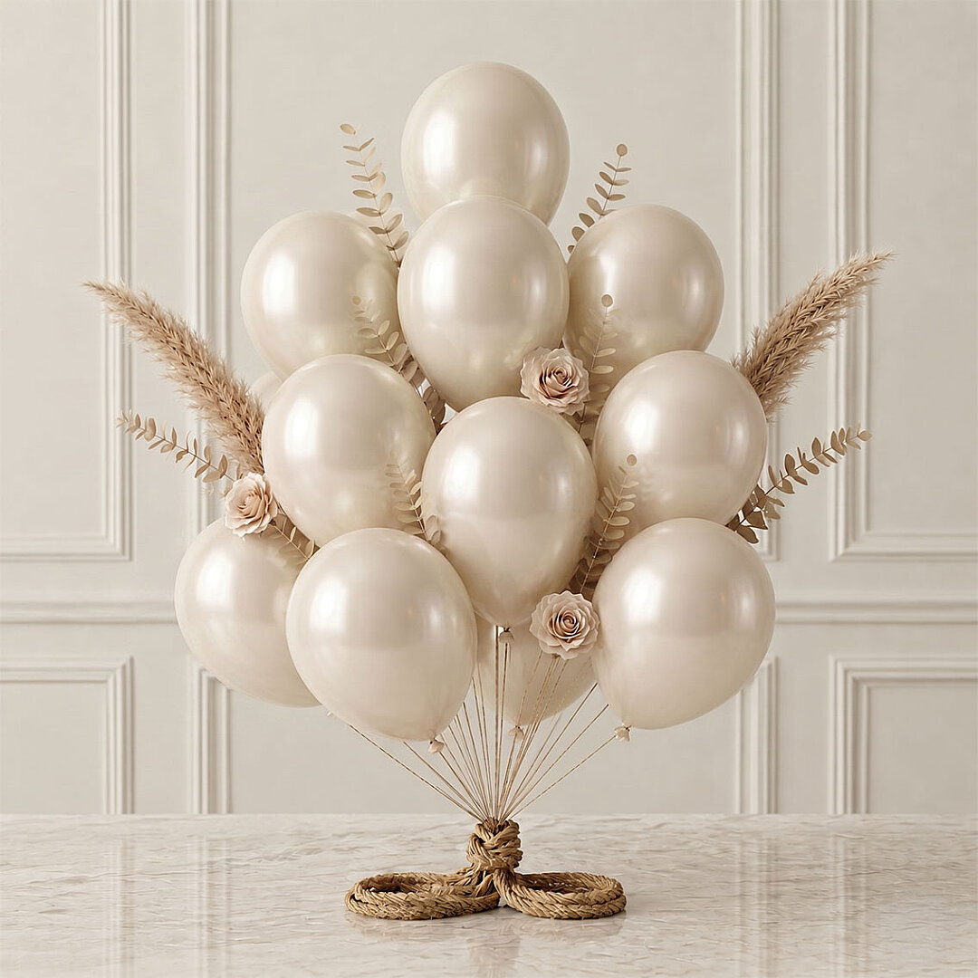 Fil Dişi Renk Lateks Metalik Balon (30 cm) - 12 Adet - Beysüs