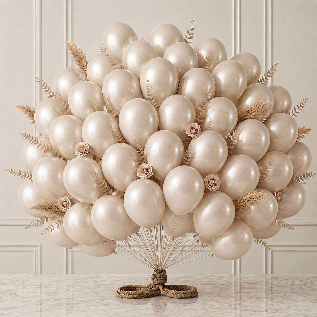 Fil Dişi Renk Lateks Metalik Balon (30 cm) - 50 Adet - Beysüs