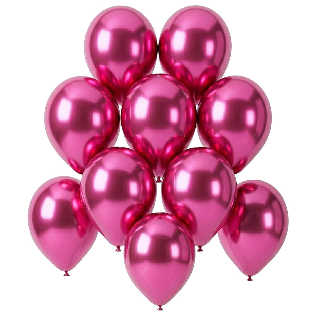Fuşya Renk Lateks krom Balon (15 cm) - 10 Adet - Beysüs