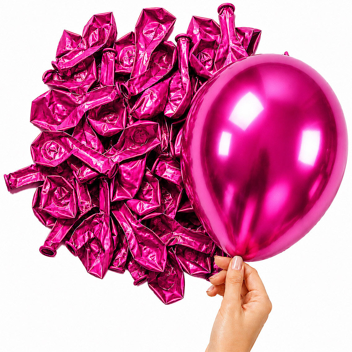 Fuşya Renk Lateks krom Balon (15 cm) - 10 Adet - 2